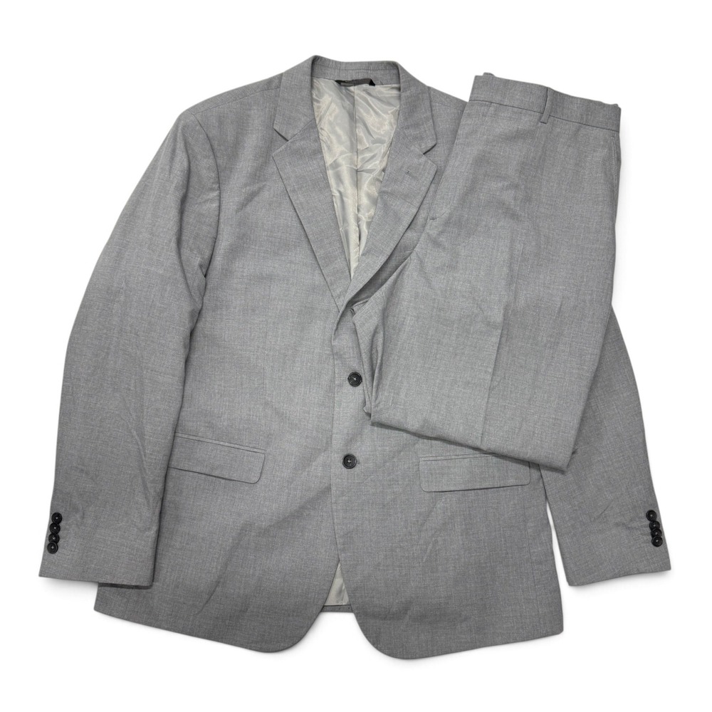 Banana Republic Mens Tailored Fit Suit 46R 38x30 Light Heather Grey 2 Piece Set